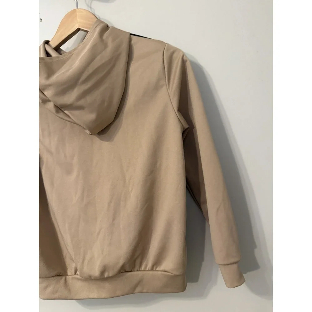 Youth Unisex Colorblock Beige & Black Pullover Hoodie US 10 EU 140